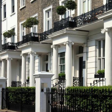 Regency georgiane case a schiera a londra, kensington, inghilterra