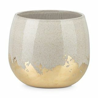 Vaso per piante con base in lamina d'oro e grigio extra large