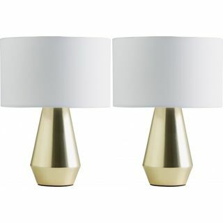 Maya Coppia di lampade gold touch con paralumi in tessuto bianco