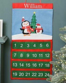 Calendario dell'Avvento in tessuto personalizzato Penguin Pals