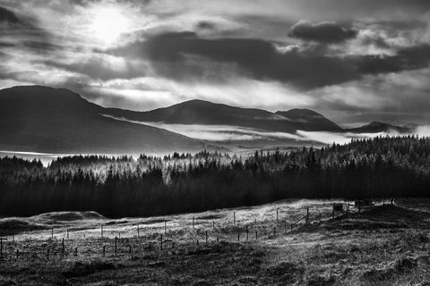 Paesaggio scozzese - bianco e nero