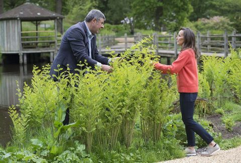 Philippa Craddock e John Anderson discutono degli allestimenti floreali per il matrimonio nel Savill Garden