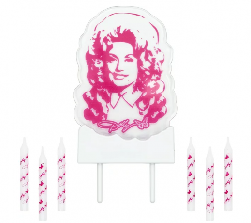 Set di topper per torta in acrilico rosa con candele di compleanno e luci, 7 ct