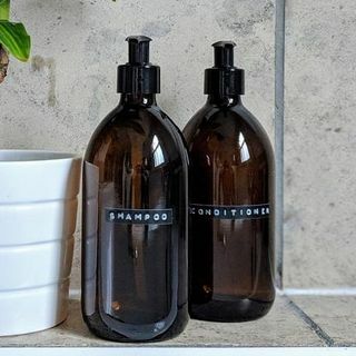 Shampoo e balsamo Set bottiglie marrone ambra ricaricabili