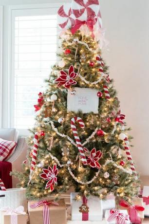 canna di caramella di idee di decorazione dell'albero di Natale