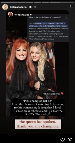 Wynonna Judd difende Kelsea Ballerini