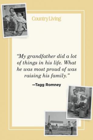 "mio nonno ha fatto molte cose nella sua vita, la cosa di cui era più orgoglioso è stato crescere la sua famiglia" —tagg romney