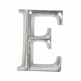 Lettera in legno argento 12 cm E